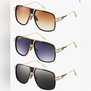 Frienda 3 Pairs Retro Sunglasses for Men Oversized Men Shades